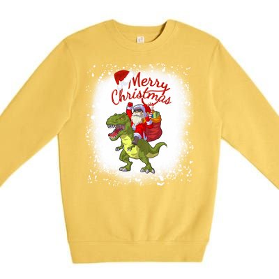 Santa Riding Dinosaur Xmas Mery Christmas Long Sleeve Premium Crewneck Sweatshirt