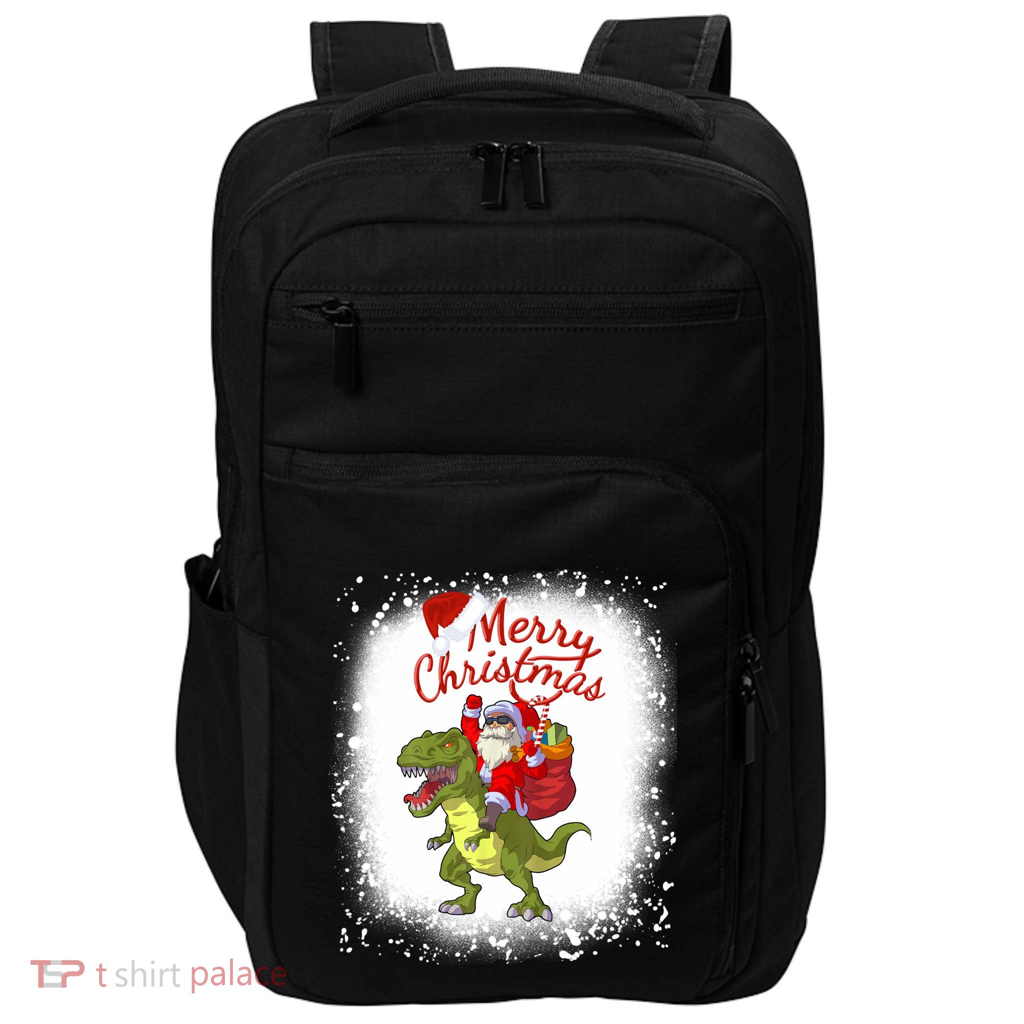 Santa Riding Dinosaur Xmas Mery Christmas Long Sleeve Impact Tech Backpack
