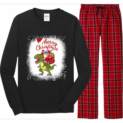 Santa Riding Dinosaur Xmas Mery Christmas Long Sleeve Long Sleeve Pajama Set