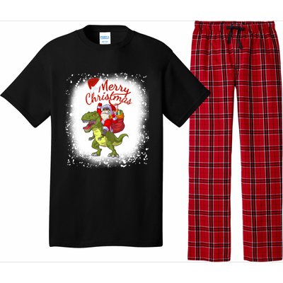 Santa Riding Dinosaur Xmas Mery Christmas Long Sleeve Pajama Set