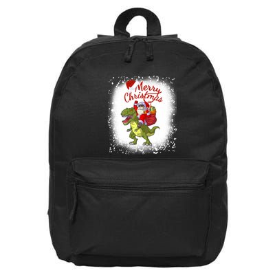 Santa Riding Dinosaur Xmas Mery Christmas Long Sleeve 16 in Basic Backpack