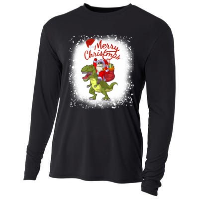 Santa Riding Dinosaur Xmas Mery Christmas Long Sleeve Cooling Performance Long Sleeve Crew