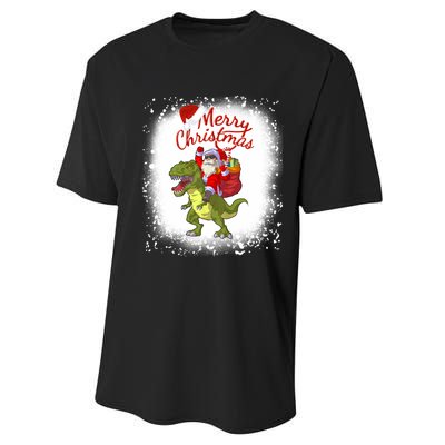 Santa Riding Dinosaur Xmas Mery Christmas Long Sleeve Performance Sprint T-Shirt