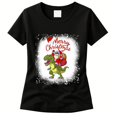 Santa Riding Dinosaur Xmas Mery Christmas Long Sleeve Womens T-Shirt