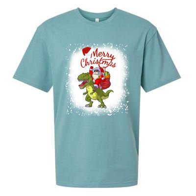 Santa Riding Dinosaur Xmas Mery Christmas Long Sleeve Sueded Cloud Jersey T-Shirt