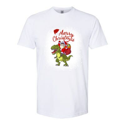 Santa Riding Dinosaur Xmas Mery Christmas Long Sleeve Softstyle CVC T-Shirt