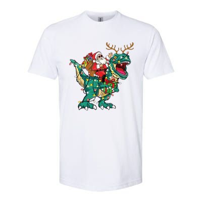 Santa Riding Dinosaur T Rex Deer Christmas Softstyle® CVC T-Shirt