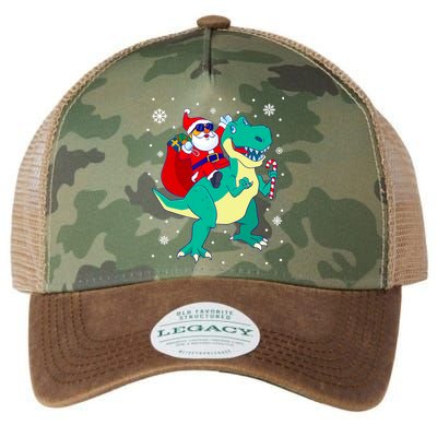 Santa Riding Dinosaur Christmas T Rex Rawr Boy Gift Legacy Tie Dye Trucker Hat