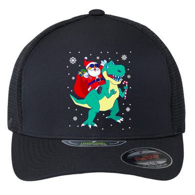 Santa Riding Dinosaur Christmas T Rex Rawr Boy Gift Flexfit Unipanel Trucker Cap