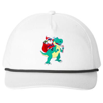 Santa Riding Dinosaur Christmas T Rex Rawr Boy Gift Snapback Five-Panel Rope Hat