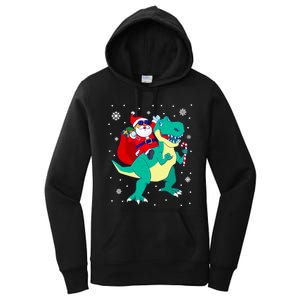 Santa Riding Dinosaur Christmas T Rex Rawr Boy Gift Women's Pullover Hoodie