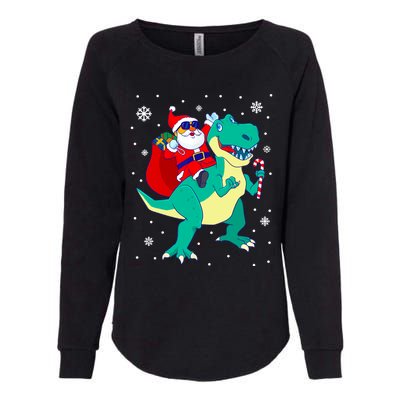 Santa Riding Dinosaur Christmas T Rex Rawr Boy Gift Womens California Wash Sweatshirt