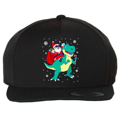 Santa Riding Dinosaur Christmas T Rex Rawr Boy Gift Wool Snapback Cap