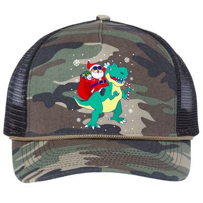 Santa Riding Dinosaur Christmas T Rex Rawr Boy Gift Retro Rope Trucker Hat Cap