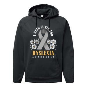 Silver Ribbon Dyslexia Awareness Dyslexia Teacher Dyslexia Performance Fleece Hoodie