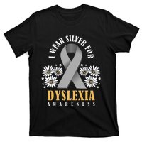 Silver Ribbon Dyslexia Awareness Dyslexia Teacher Dyslexia T-Shirt