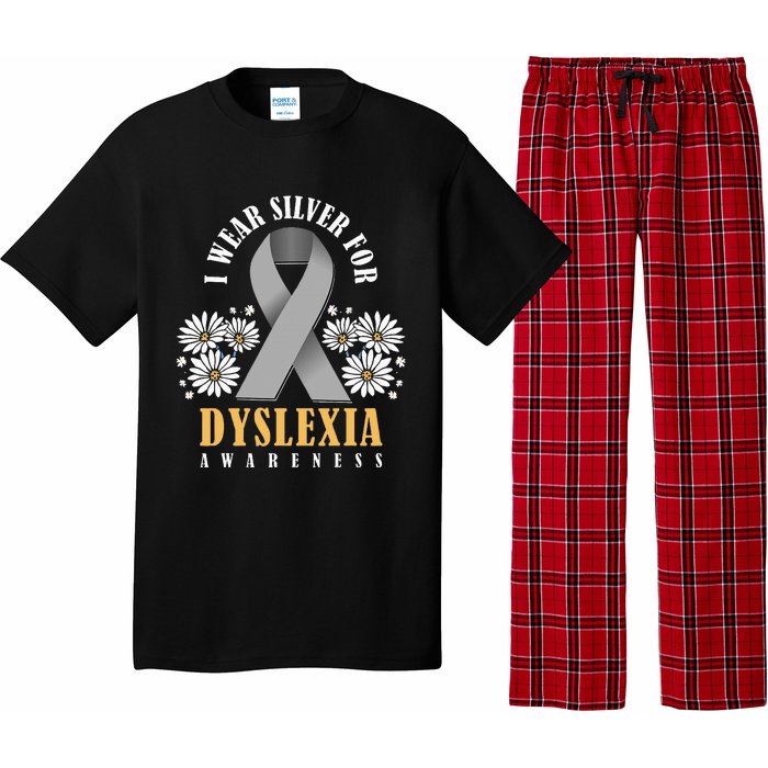 Silver Ribbon Dyslexia Awareness Dyslexia Teacher Dyslexia Pajama Set