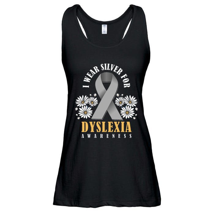 Silver Ribbon Dyslexia Awareness Dyslexia Teacher Dyslexia Ladies Essential Flowy Tank