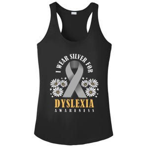 Silver Ribbon Dyslexia Awareness Dyslexia Teacher Dyslexia Ladies PosiCharge Competitor Racerback Tank