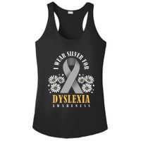 Silver Ribbon Dyslexia Awareness Dyslexia Teacher Dyslexia Ladies PosiCharge Competitor Racerback Tank