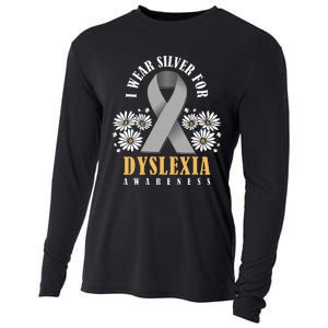 Silver Ribbon Dyslexia Awareness Dyslexia Teacher Dyslexia Cooling Performance Long Sleeve Crew