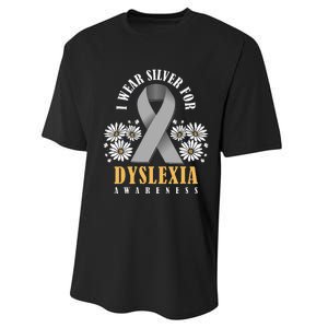 Silver Ribbon Dyslexia Awareness Dyslexia Teacher Dyslexia Performance Sprint T-Shirt