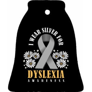 Silver Ribbon Dyslexia Awareness Dyslexia Teacher Dyslexia Ceramic Bell Ornament