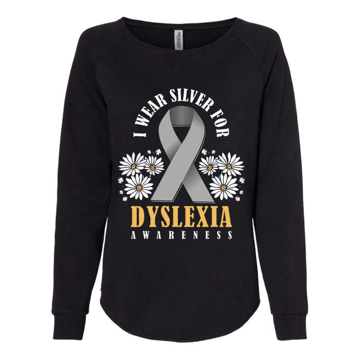 Silver Ribbon Dyslexia Awareness Dyslexia Teacher Dyslexia Womens California Wash Sweatshirt