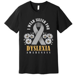 Silver Ribbon Dyslexia Awareness Dyslexia Teacher Dyslexia Premium T-Shirt