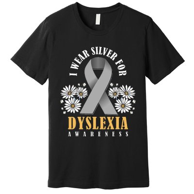 Silver Ribbon Dyslexia Awareness Dyslexia Teacher Dyslexia Premium T-Shirt