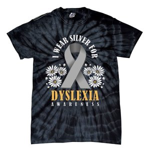 Silver Ribbon Dyslexia Awareness Dyslexia Teacher Dyslexia Tie-Dye T-Shirt