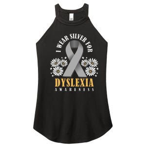 Silver Ribbon Dyslexia Awareness Dyslexia Teacher Dyslexia Women's Perfect Tri Rocker Tank