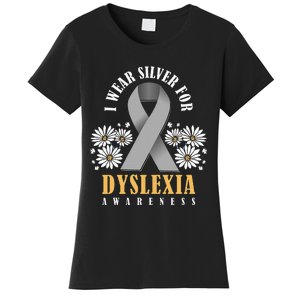 Silver Ribbon Dyslexia Awareness Dyslexia Teacher Dyslexia Women's T-Shirt