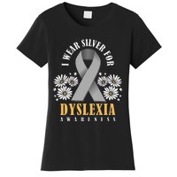 Silver Ribbon Dyslexia Awareness Dyslexia Teacher Dyslexia Women's T-Shirt