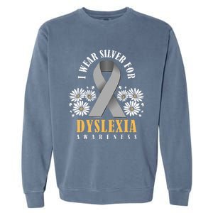 Silver Ribbon Dyslexia Awareness Dyslexia Teacher Dyslexia Garment-Dyed Sweatshirt