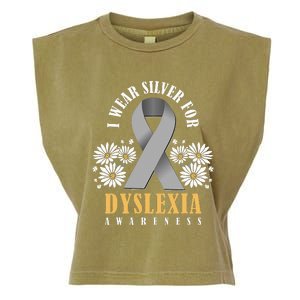 Silver Ribbon Dyslexia Awareness Dyslexia Teacher Dyslexia Garment-Dyed Women's Muscle Tee