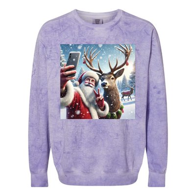 Surprise Rain Deer Selfie Santa Colorblast Crewneck Sweatshirt