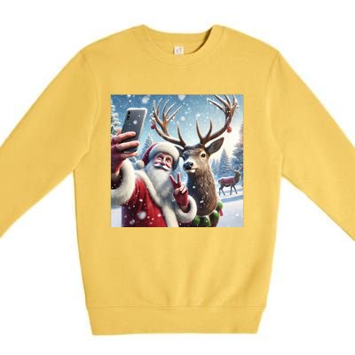 Surprise Rain Deer Selfie Santa Premium Crewneck Sweatshirt