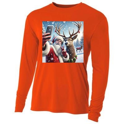 Surprise Rain Deer Selfie Santa Cooling Performance Long Sleeve Crew