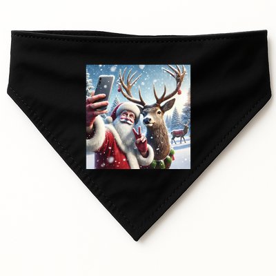 Surprise Rain Deer Selfie Santa USA-Made Doggie Bandana