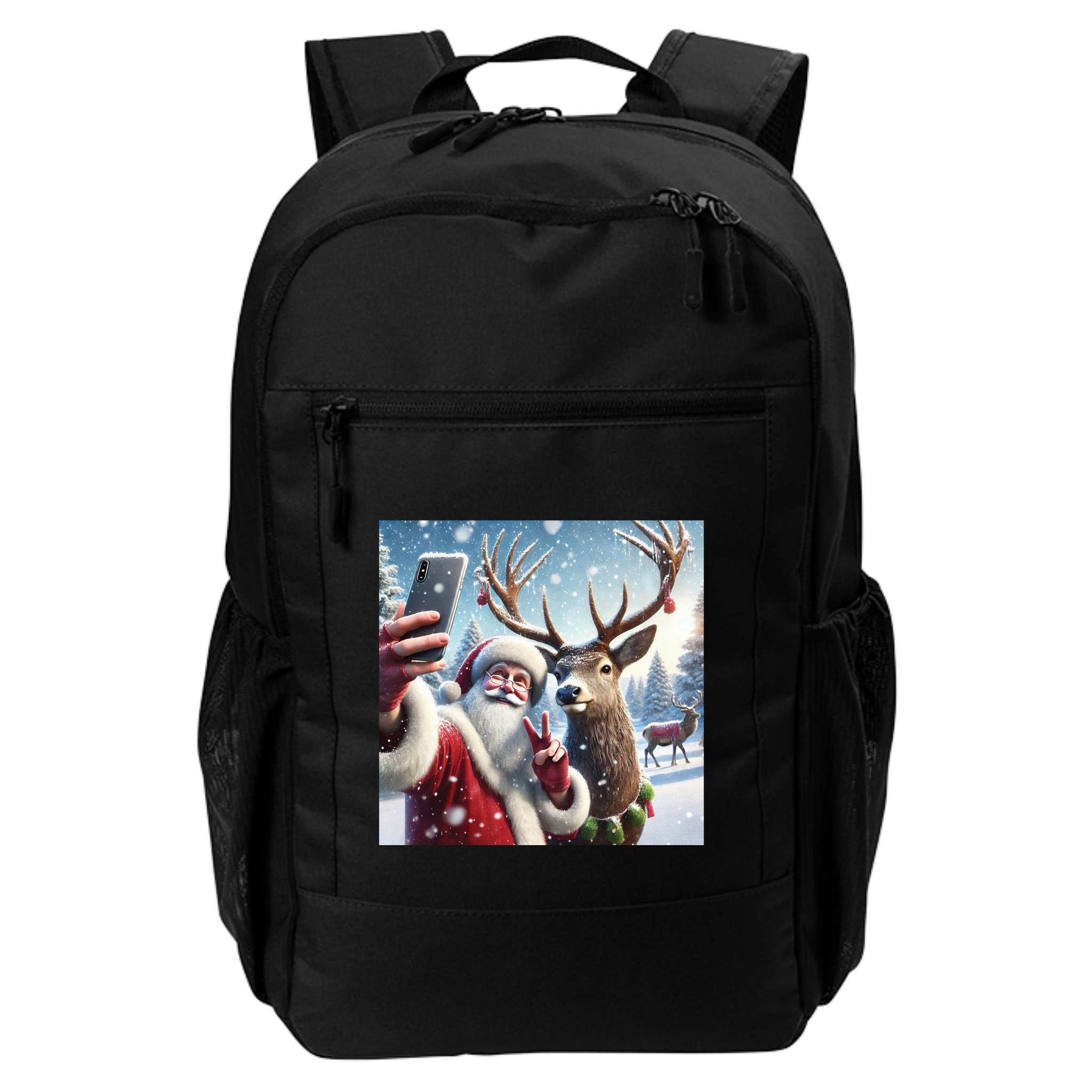 Surprise Rain Deer Selfie Santa Backpack