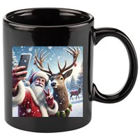 Surprise Rain Deer Selfie Santa 11oz C Handle Ceramic Mug