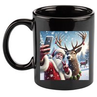 Surprise Rain Deer Selfie Santa 11oz C Handle Ceramic Mug