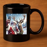 Surprise Rain Deer Selfie Santa 11oz C Handle Ceramic Mug