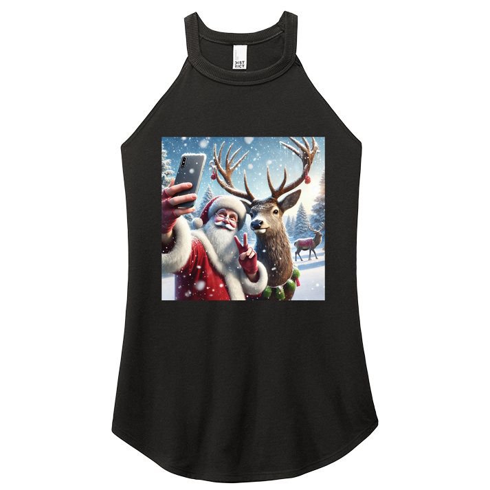 Surprise Rain Deer Selfie Santa Women's Perfect Tri Rocker Tank