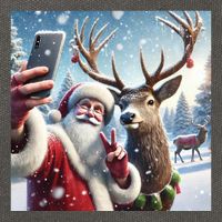 Surprise Rain Deer Selfie Santa Cotton Canvas Backpack