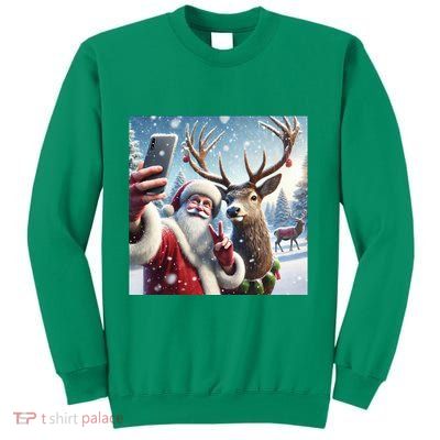 Surprise Rain Deer Selfie Santa Sweatshirt