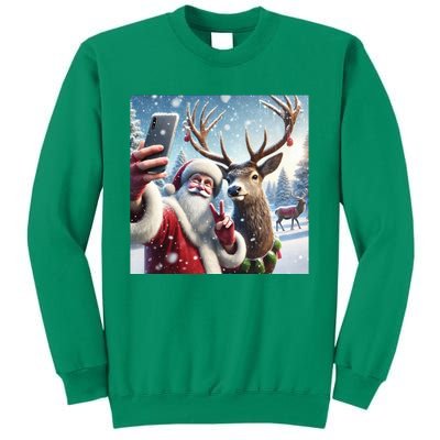 Surprise Rain Deer Selfie Santa Sweatshirt