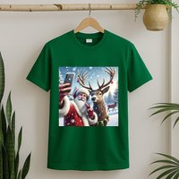 Surprise Rain Deer Selfie Santa T-Shirt
