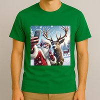 Surprise Rain Deer Selfie Santa T-Shirt